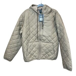NWT Mack Russo Mens Quilted Bomber Jacket Hooded Tan Size M Style IT2304